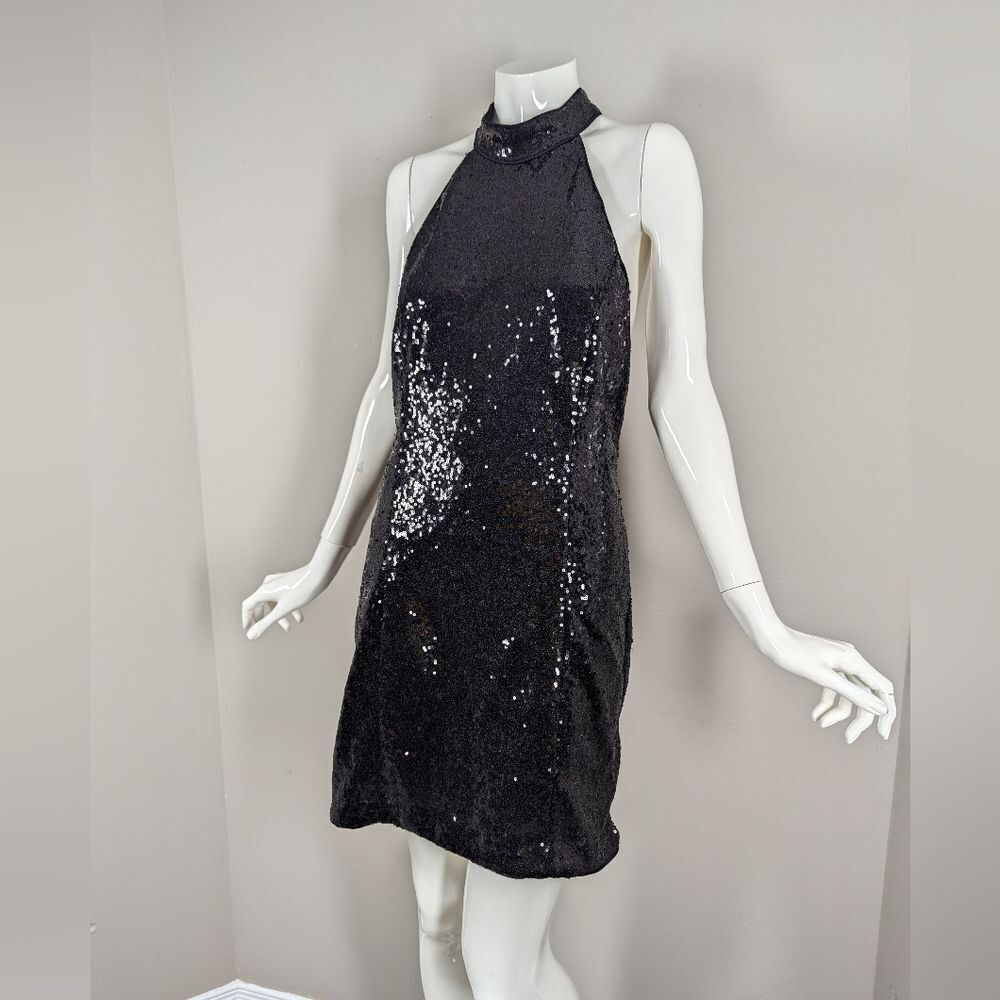 Dynamite Black Sequin Halter Mini Dress
